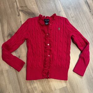 Ralph Lauren Girls Vibrant pink Ruffle Cardigan